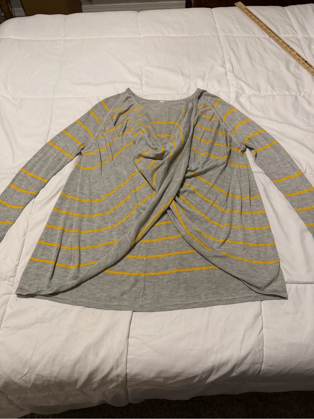 lululemon athletica Gray and Yellow Striped Twist-Front Long Sleeve Top